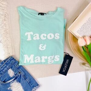 WILDFOX Keke Tacos & Margs Yucca Mint Green Graphic Tee Shirt size S NWT